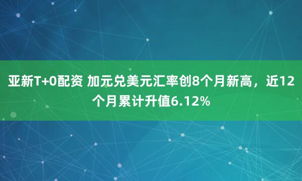 亚新T+0配资 加元兑美元汇率创8个月新高，近12个月累计升值6.12%