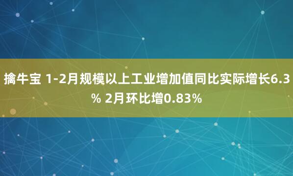 擒牛宝 1-2月规模以上工业增加值同比实际增长6.3% 2月环比增0.83%